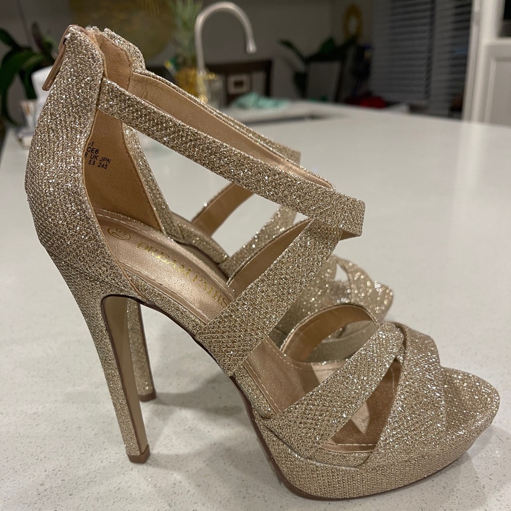Platform Heels | Gold Sparkling | Size 7.5